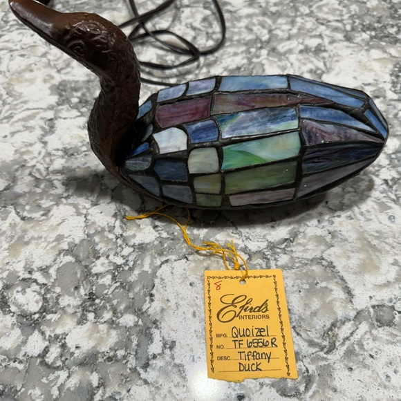 Vintage Quoizel Tiffany duck accent table lamp TF6556R - Picture 10 of 11